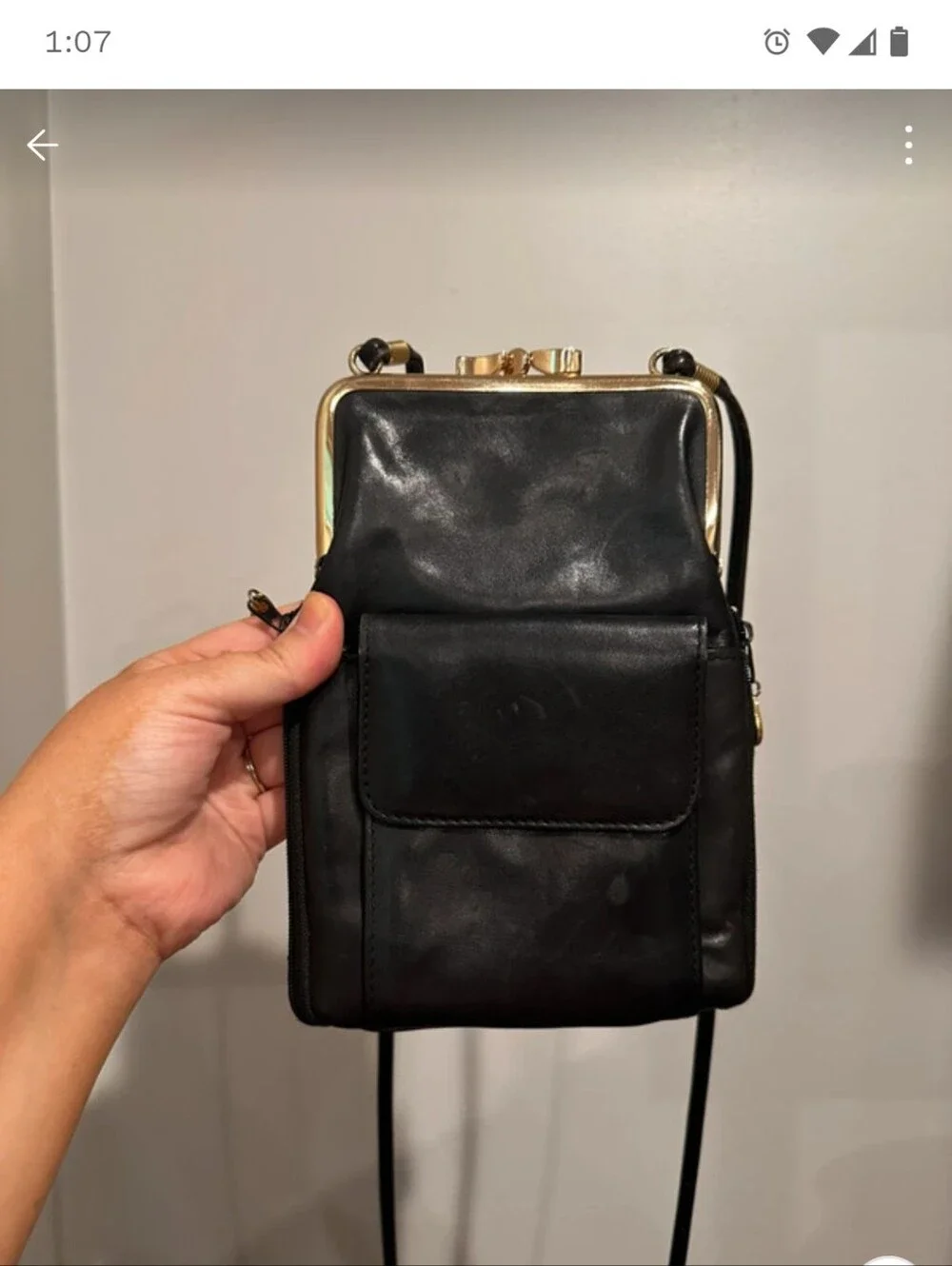 Vintage Rolfs Kisslock Leather Crossbody